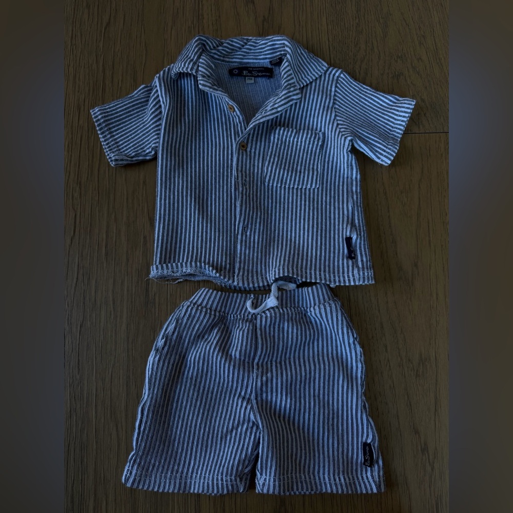 Ben Sherman baby boy toddler kids Navy White Striped two piece matching Set 24m